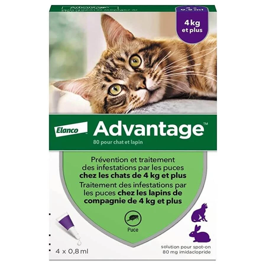 Advantage 80 Chat Et Lapin + De 4 Kg Pipettes X4 4 Advantage 80 Chat Et Lapin + De 4 Kg Pipettes X4 – Image 2