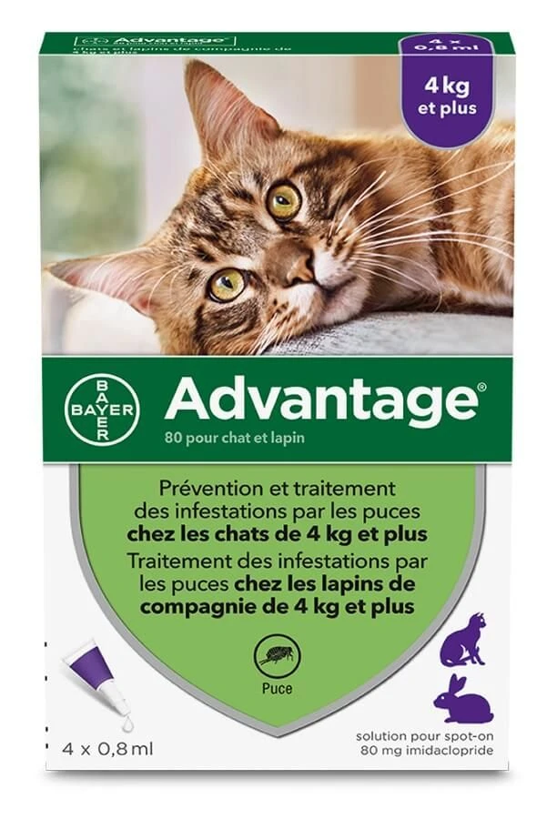 Advantage 80 Chat Et Lapin + De 4 Kg Pipettes X4 3 Advantage 80 Chat Et Lapin + De 4 Kg Pipettes X4