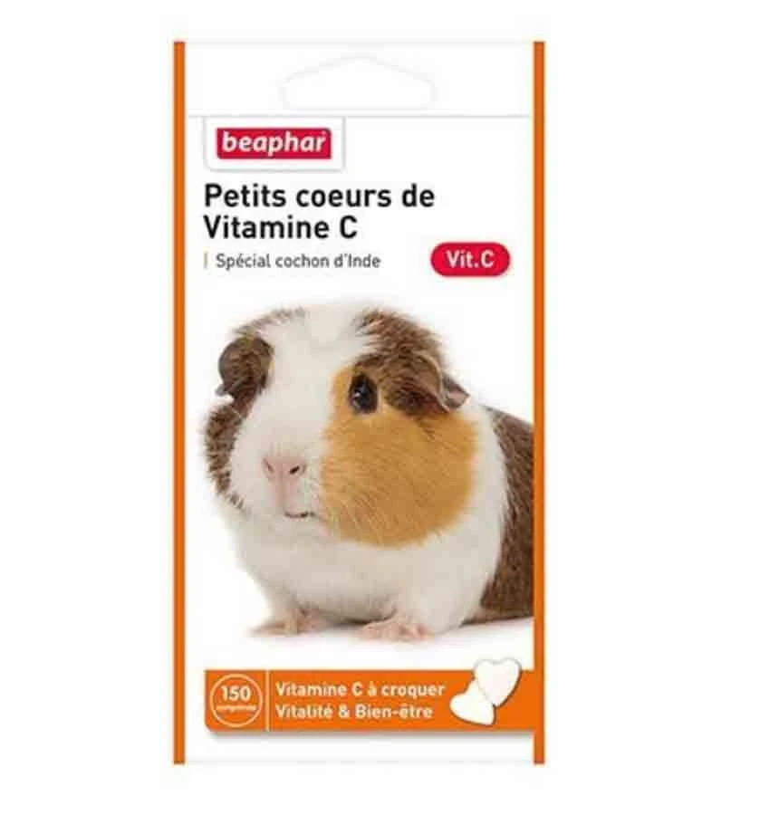 Beaphar Petits Coeurs De Vitamine C Cochon D'inde 150 Cps 3 Beaphar Petits Coeurs De Vitamine C Cochon D'inde 150 Cps